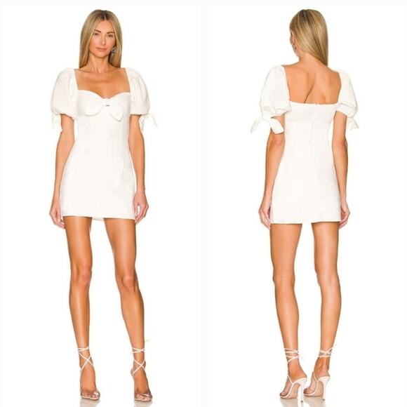 MORE TO COME Amora Bow Mini Dress in White Small - Picture 1 of 11